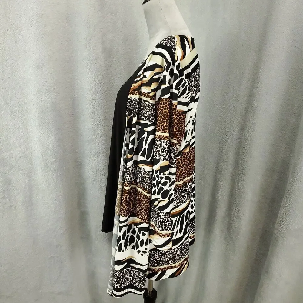 Serengeti Blouse Womens XL Animal Print Cardigan with Attached Tank Stretchy - Picture 9 of 13